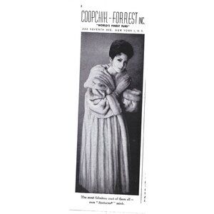 Coopchik Forest Finest Furs Nyc Advertisement 1950s Vintage Print Ad 9 inch Tall